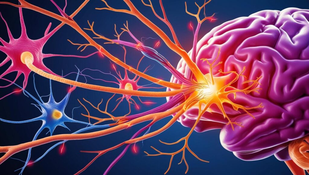 Illustration of neuroplasticity—new brain connections forming